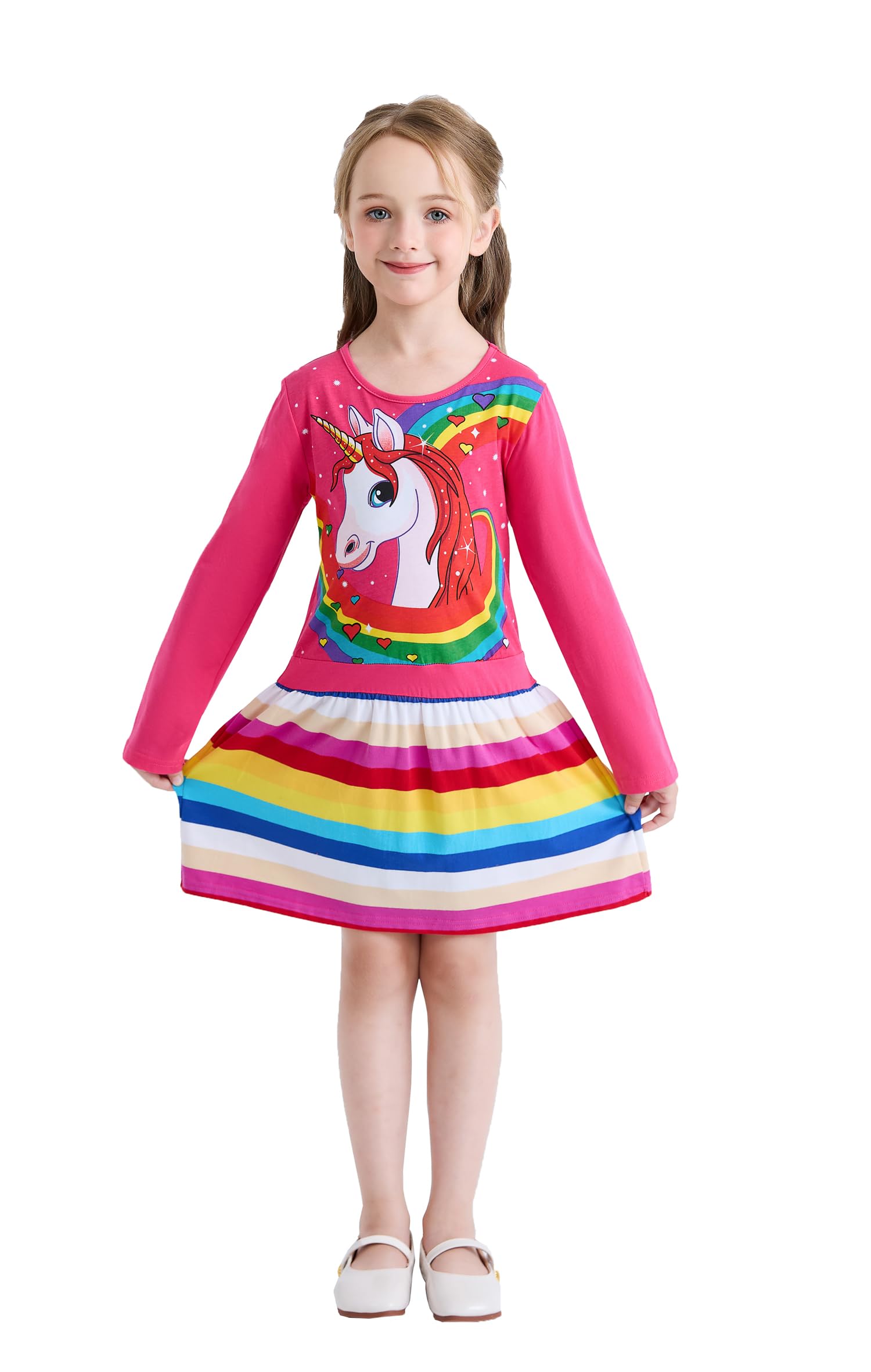 Wamvp Vestido T-Shirt para Niñas Algodón Manga Corta Casual Niñas 3-8 Años