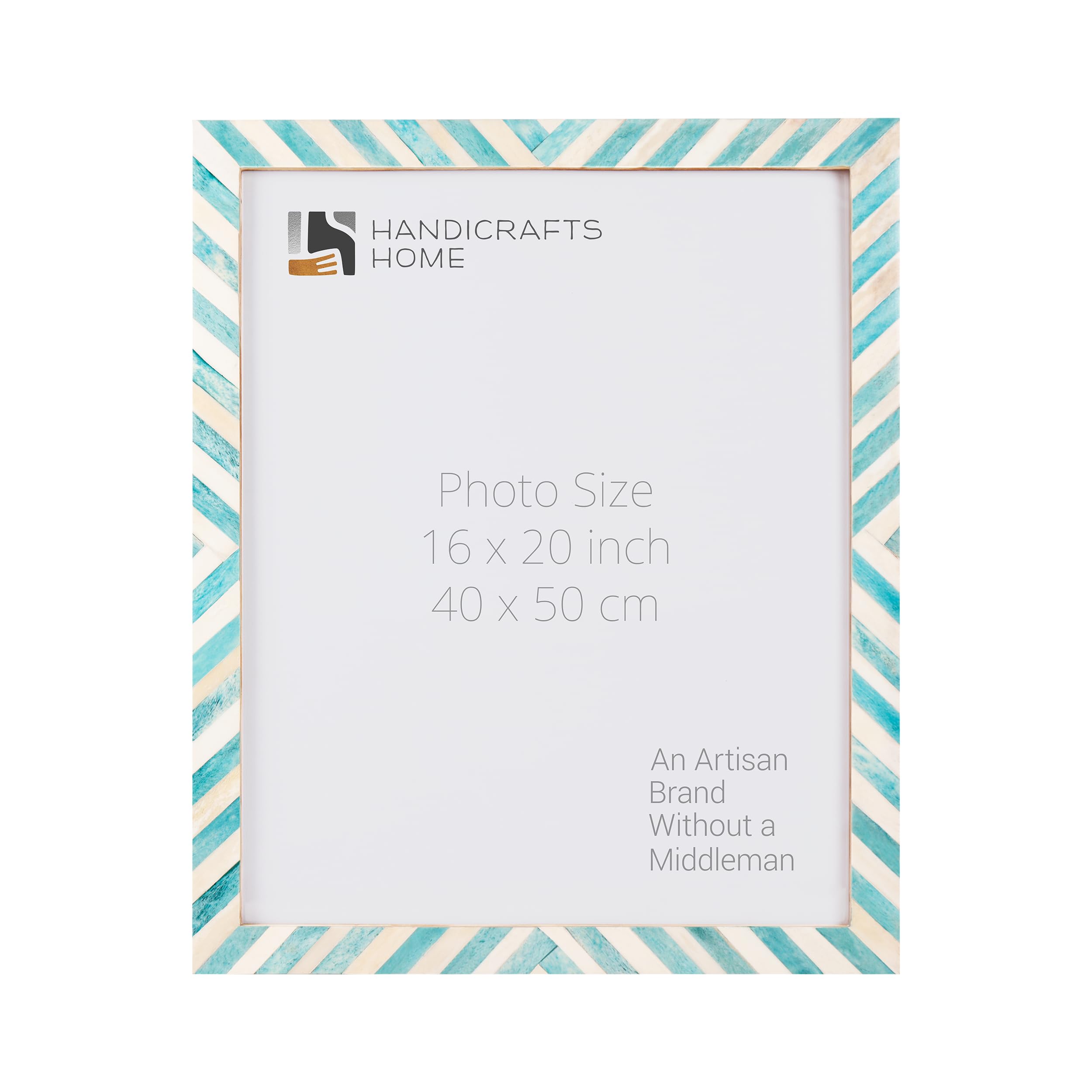 Cadre photo 16x20 fait main vert chevron grand format art mur suspendu salon