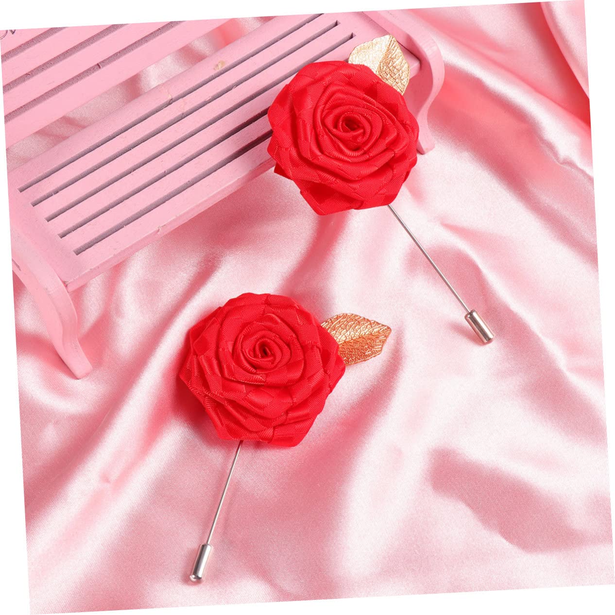 SOIMISS 36pezzi Spille Decorativa Tessuto Forma Di Rosa Per Abbigliamento Spille Per Giacche Vestiti e Accessori Da Cerimonia Rosso