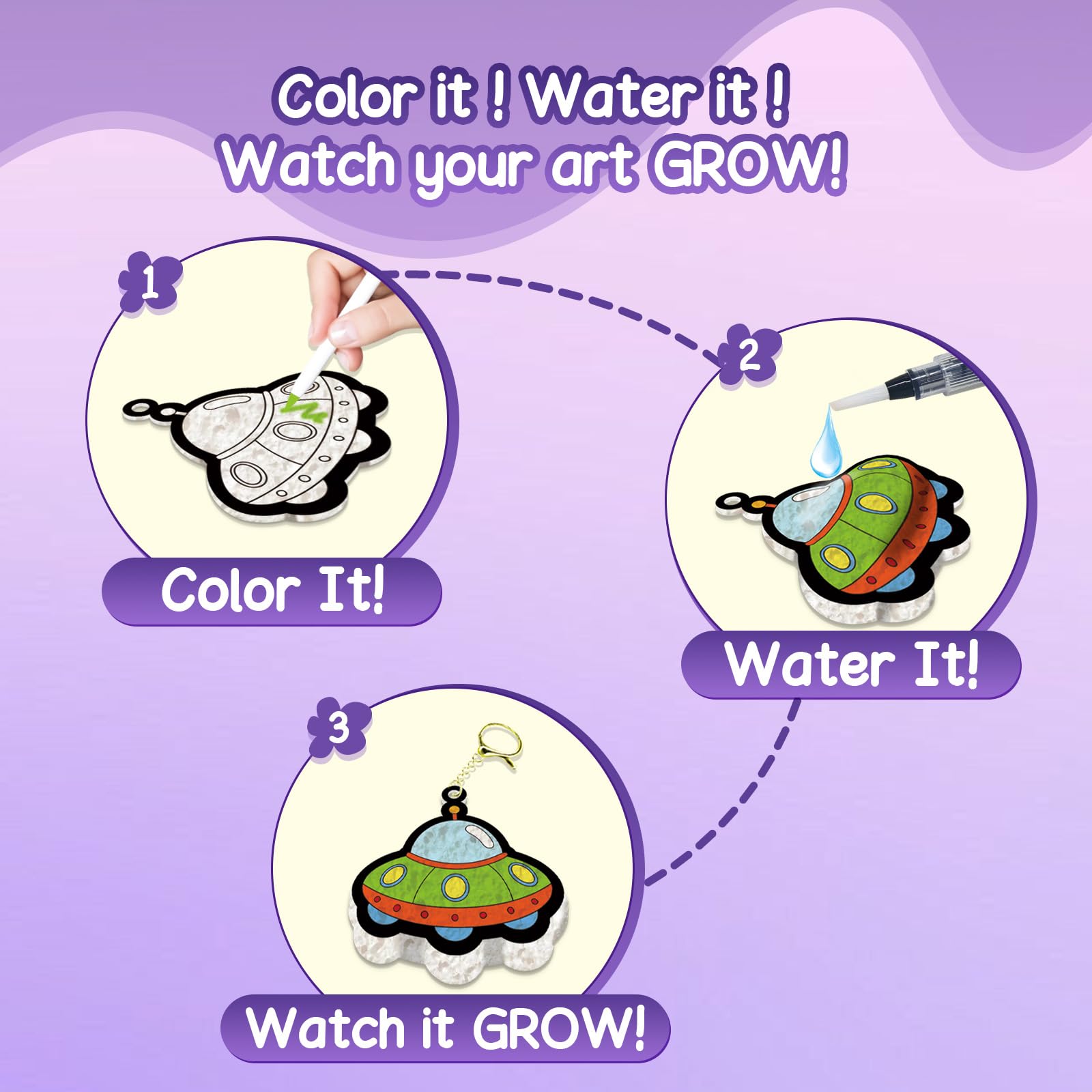 ZHFEIIRU 3D Art Kit, Aqua Puffs Princesses, Mess-Free Painting Craft for Girls & Boys, DIY Color Inflate Activity - Image 2