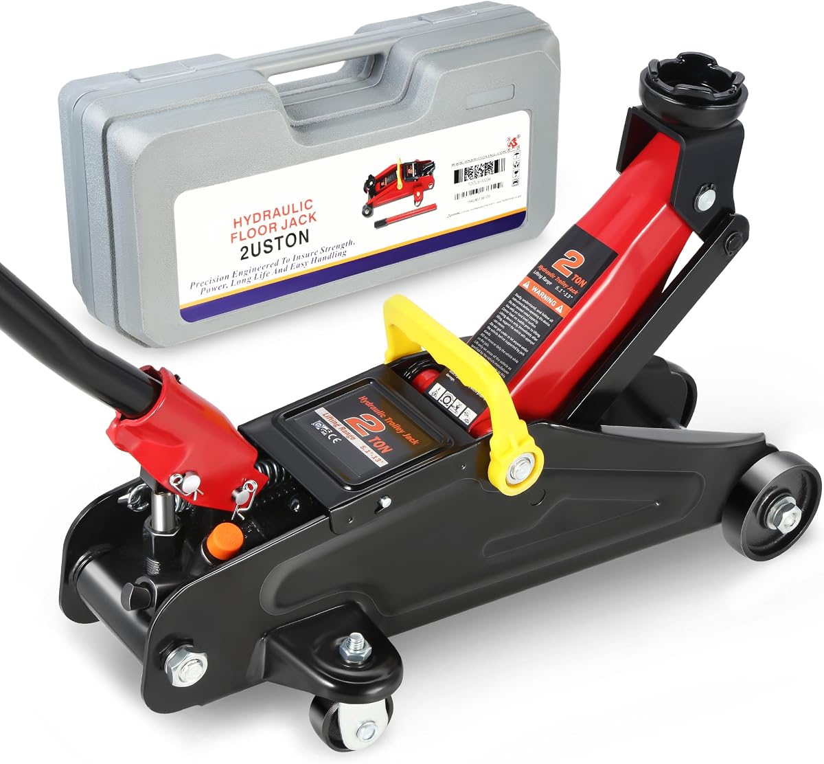 PM PERFORMOTOR Low Profile Hydraulic Trolley Service/Floor Jack, 2 Ton (4000 lbs) Capacity, Lifting Range 5.1"-13",Black,PM-TOL-FJ20-BK