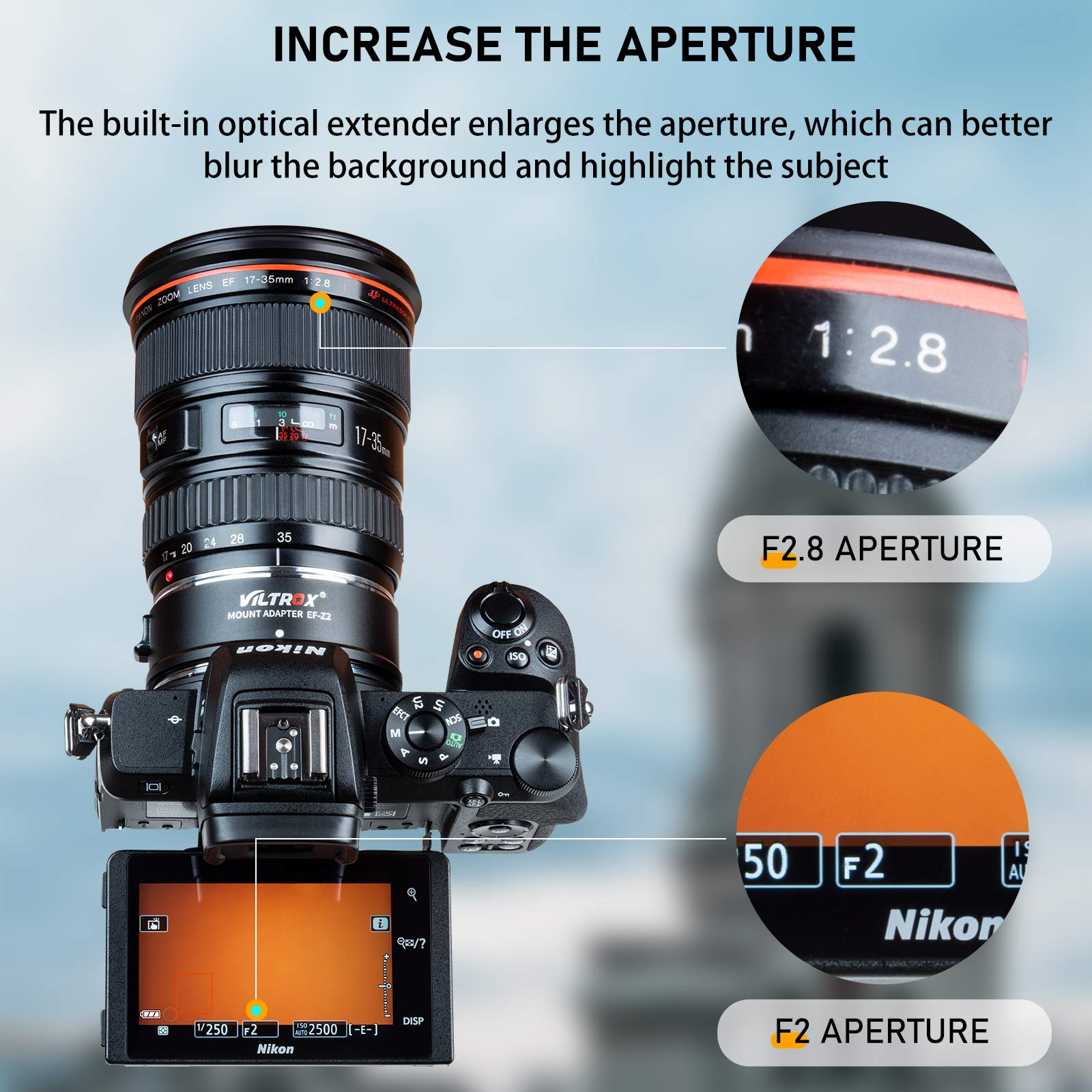 VILTROX EF-FX2 Pro Adaptateur d'objectif de mise au Djibouti