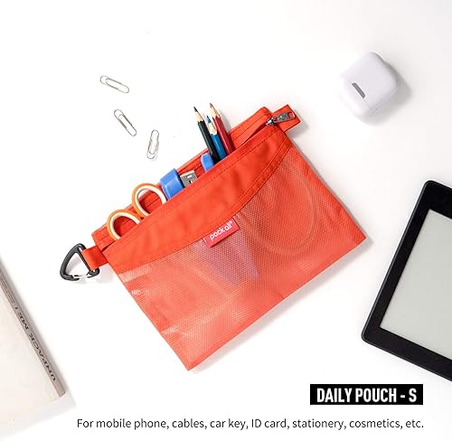 Miniatura 2 de Pack de 3 bolsas de material resistente al agua con cremallera, bolsas de malla con cremallera para almacenamiento, viajes, oficina (naranja)