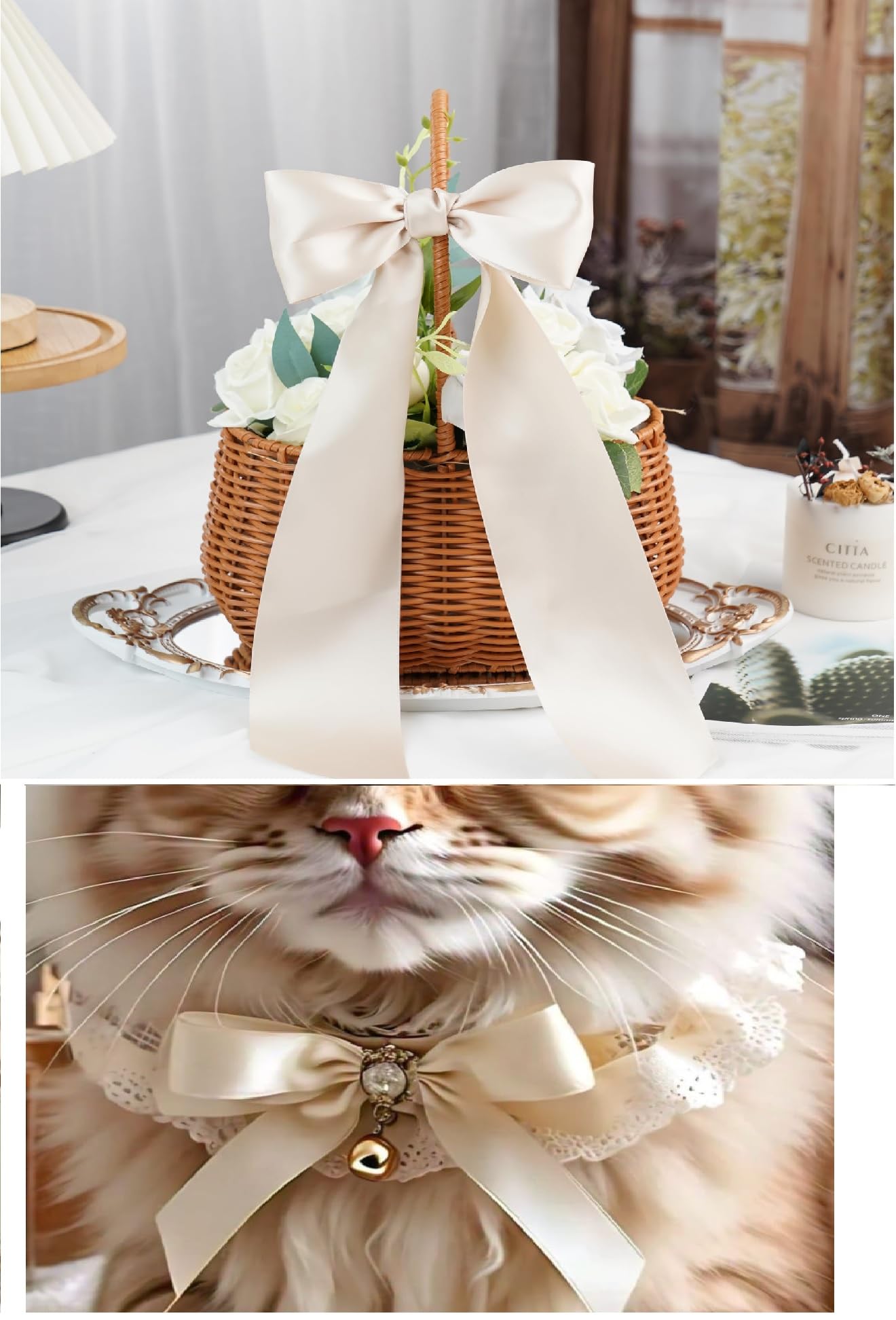 Double Sided Satin Ribbon 25mm x 10 Meters (Off White) for Gifts Wrap Sew Party, Decorations Events Dress Wedding Christmas Crafts, Bows Car, Balloons Hairs, DIY, Bouquets, Cake More — view 76