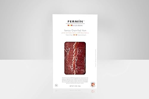 Fermín A Corte por encima del 50% Jamón Ibérico de Grano en Lonchas (Jamón de Cebo Ibérico 50% Raza Iberica en lonchas) Estilo Tallado a Mano 2 oz