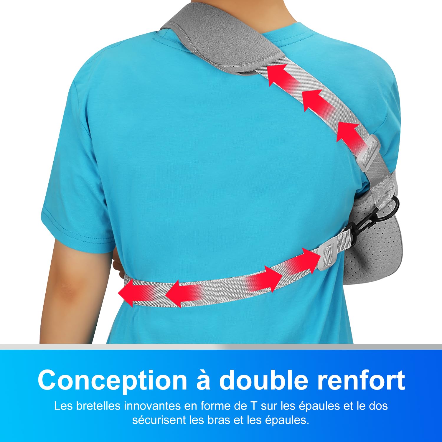 supregear Écharpe de Bras Gauche/Droit, Confortable Médical Attelle Epaule pour Hommes et Femmes, Echarpe de Soutien pour Bras pour Blessure à l'Épaule, Fractures et Luxations, Gris, S