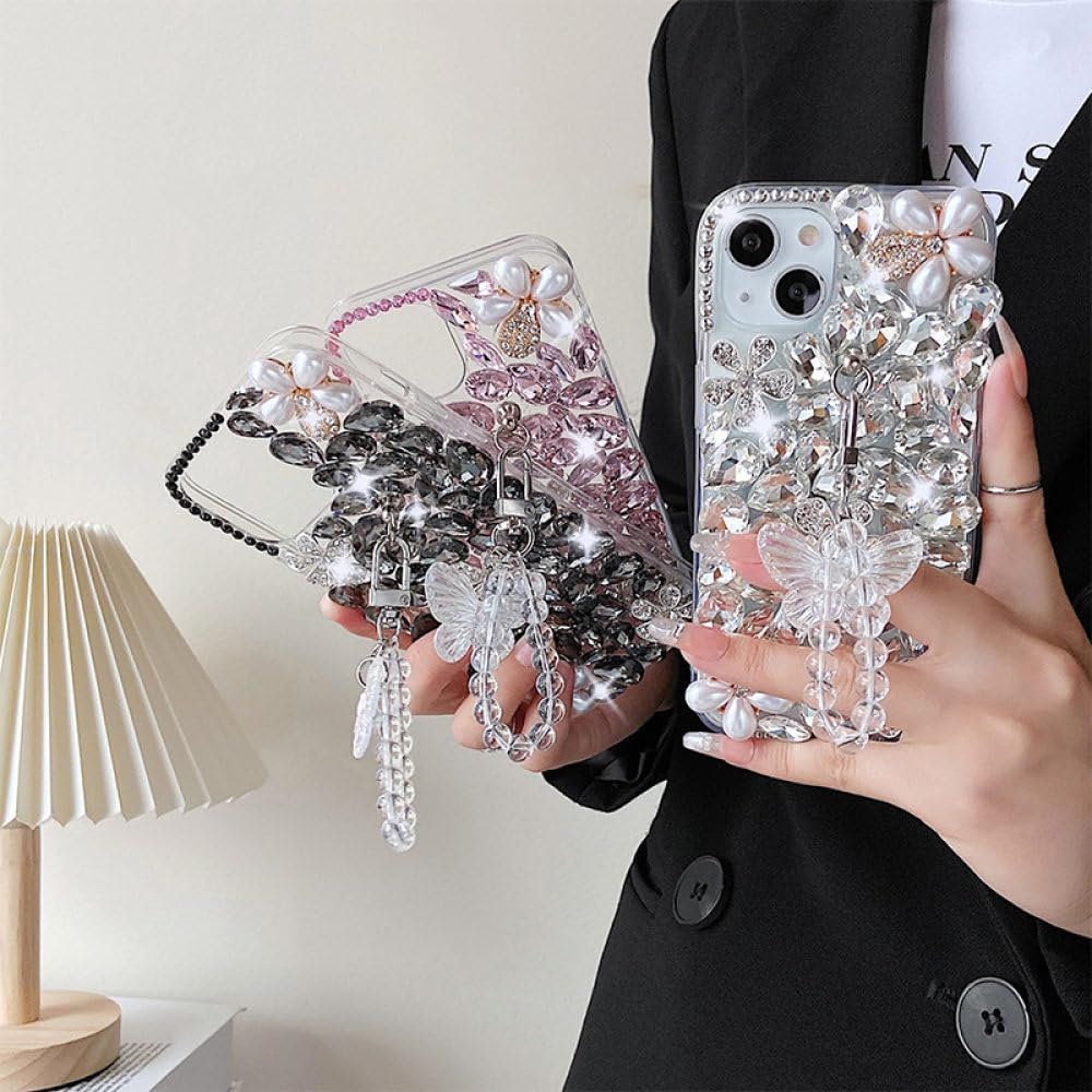 Girls Shining Bling Phone Funda de Lujo para teléfono móvil con Diamantes para Samsung A50 A70S A52 A71 A51 A72 A73 A53 A33, Negro, para Samsung A70S