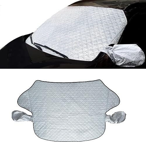 1 cubierta de nieve para parabrisas delantero de automóvil, resistente al viento, kit de protección universal para parabrisas para todas las