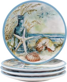 Certified International Coastal Landscape Canape Plate Set, 6-inch Diameter, Set of 4, For Everyday Use, Kitchen Accessories, Party Celebration