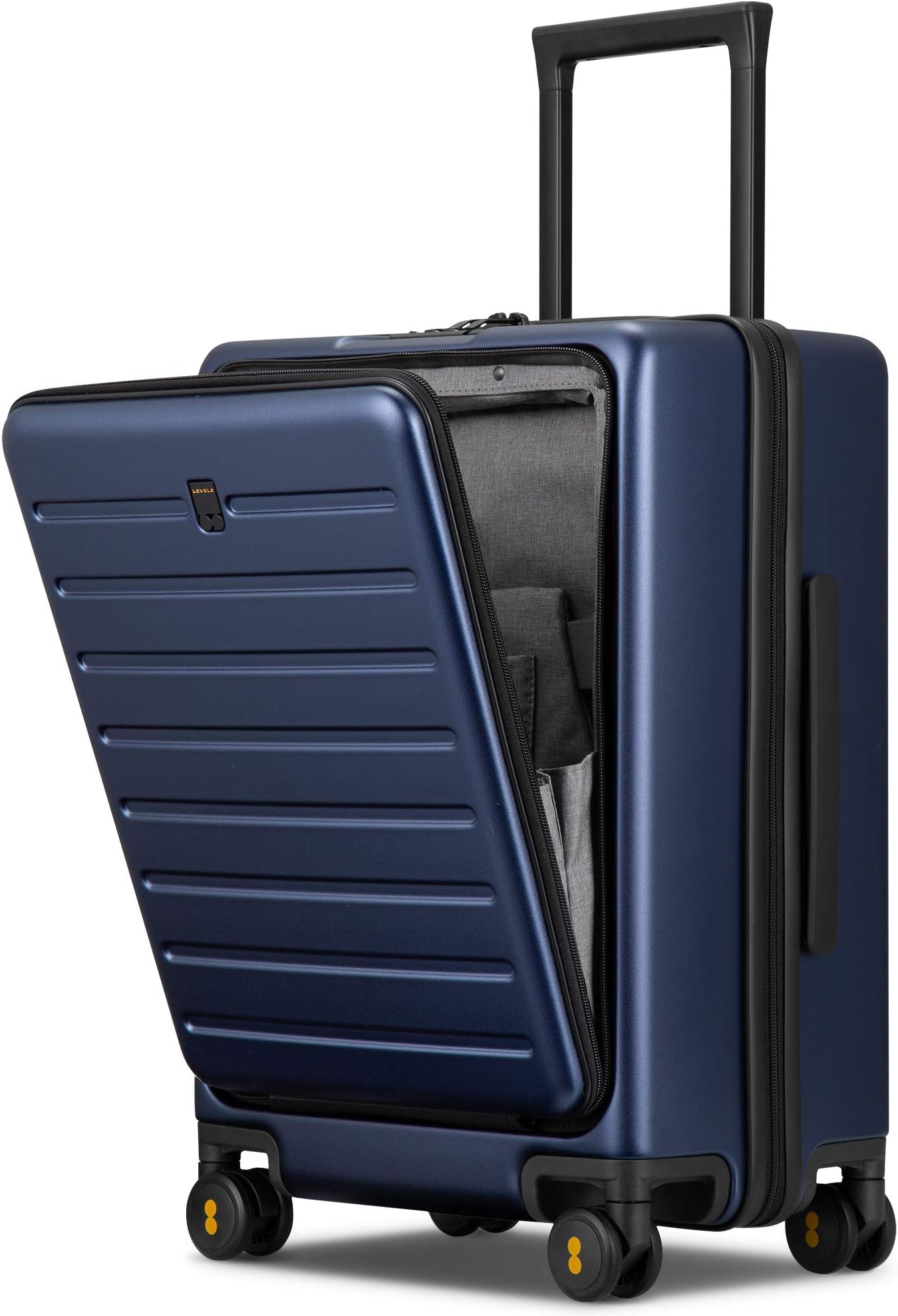 LEVEL8 Road Runner 20 Inch Luggage with Front Compartment, Suitcase with Wheels, Hard Shell Travel Luggage, Lightweight Spinner Luggage, TSA Locks-Navy Blue