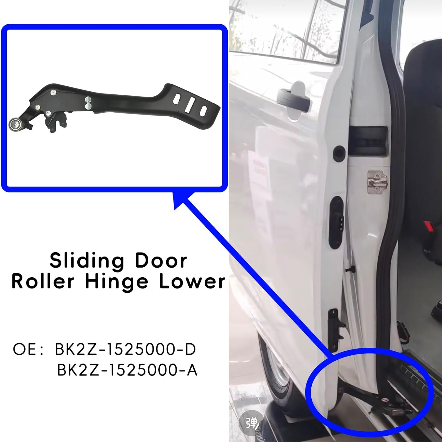 Transit Right Sliding Door Roller Hinge Set Upper Middle Lower Compatible with 2015-2019 Transit 150 250 350 350HD Passenger Side Power Center Door Roller Assembly Replaces BK31V25000AG