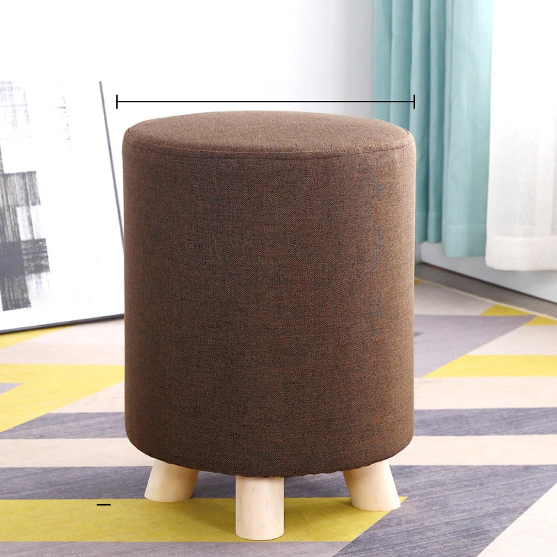 THLD 小さい 椅子 おしゃれ 綿麻 スツール 丸 フットレスト 低い いす かわいい 高さ40cm ローチェア コーヒー色1 ミニ チェア ミニスツール 腰かけ 玄関 オットマン 足置き 子供 イス 丸椅子 丸型 31*40cm 北欧 インテリア 床 座る 1人掛け 腰掛け 丸型 小さめ