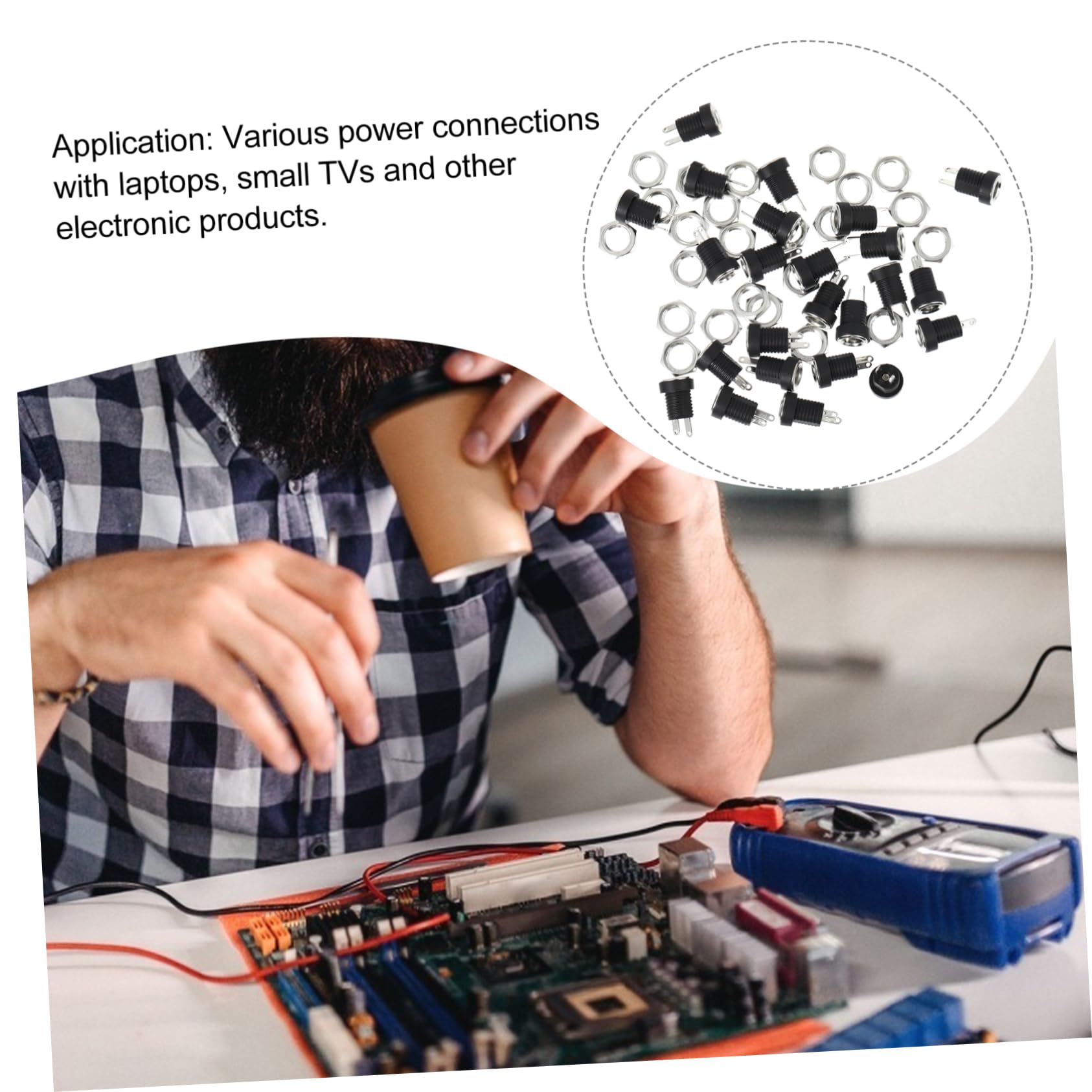 KICHOUSE Complete Dc Power Connector Set 24pcs Dc Power Sockets for Dc Power Supply Panel Mount Connect