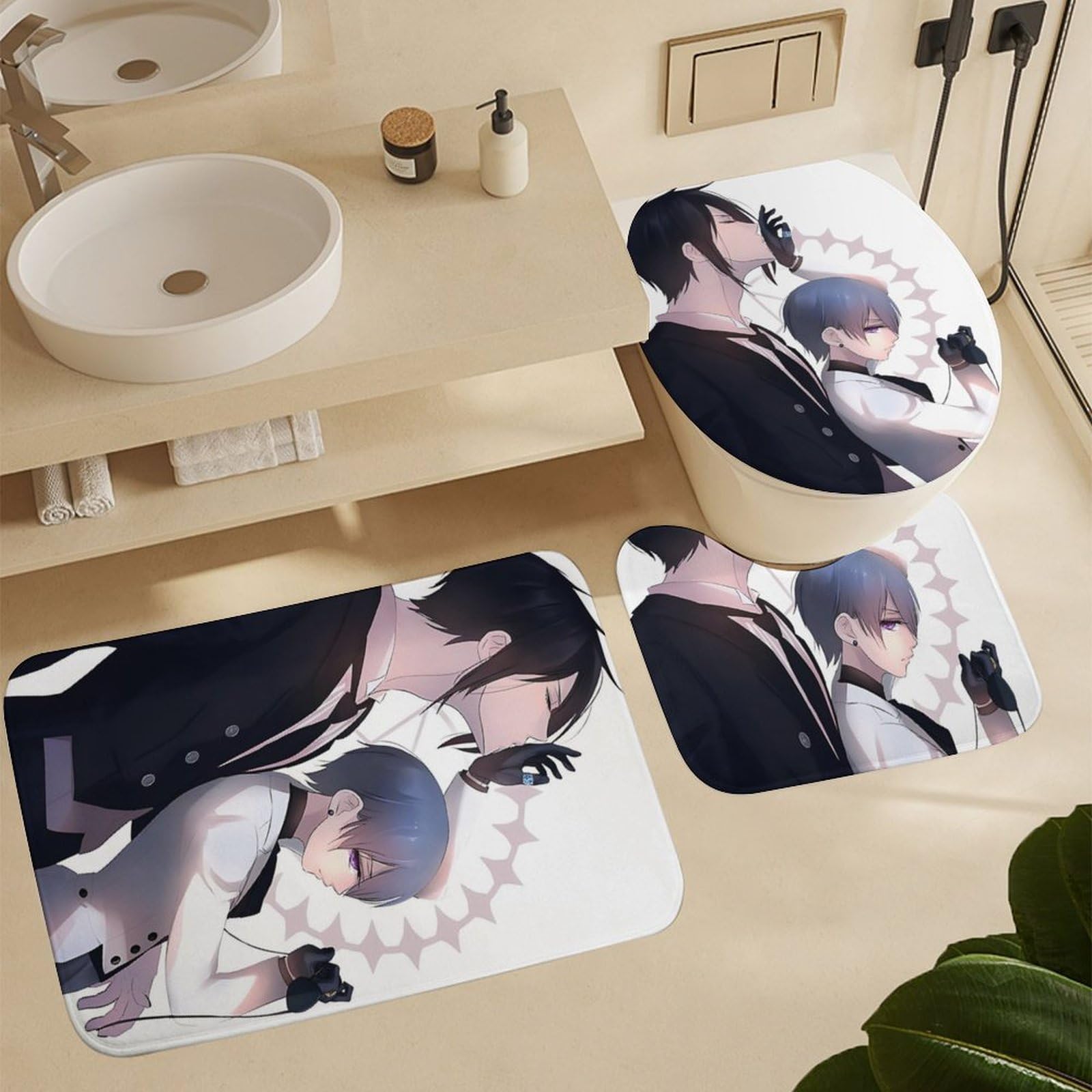 Amazon｜シャワーカーテン4点セット 黒執事 シエル セバスチャン