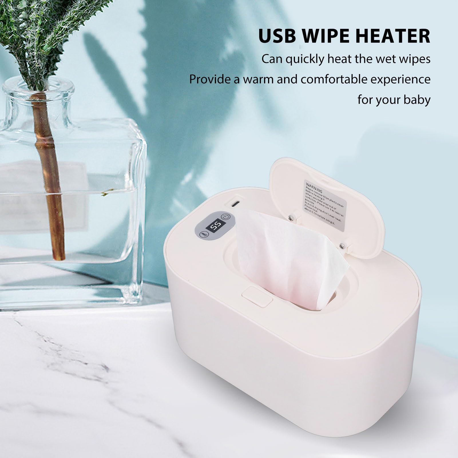 Fockety Baby-Feuchttuchwärmer, tragbarer USB-Baby-Feuchttuchspender, Schnellheizung mit konstanter Temperatur, intelligente Windeltuchwärmer für Neugeborene, unverzichtbar für Babys