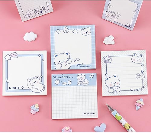 Miniatura 5 de Paquete de 4 notas adhesivas, bloc de notas adhesivas de 3 x 3 pulgadas, bloc de notas adhesivas de frutas Kawaii autoadhesivas, 80 hojasbloc (oso Z)