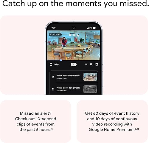 Miniatura 8 de Google Nest Cam para interior (cableada, 3 generación) Cámara de seguridad con video 2K y Gemini, visión nocturna, audio de 2 vías, funciona con