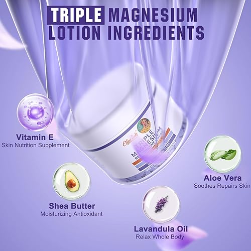 Miniatura 3 de Loción de magnesio para dormir, crema tópica de triple magnesio para piernas, pies y almejas corporales, loción nocturna de lavanda para dormir,