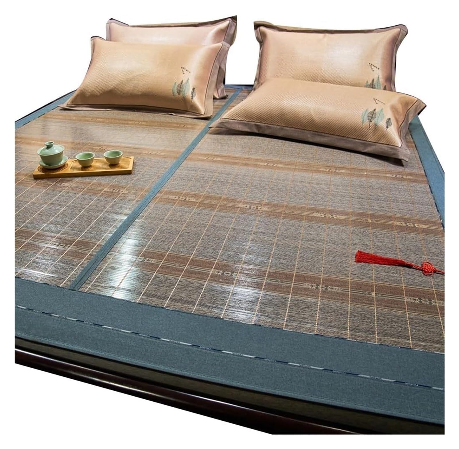 CVdrtyED Human Cooling Mat Summer Sleeping Mat Bamboo Cooling Mattress Bedding Double-Sided Folding Ice Silk Durable Smooth(B,1.5 * 1.95M/59 * 77in)