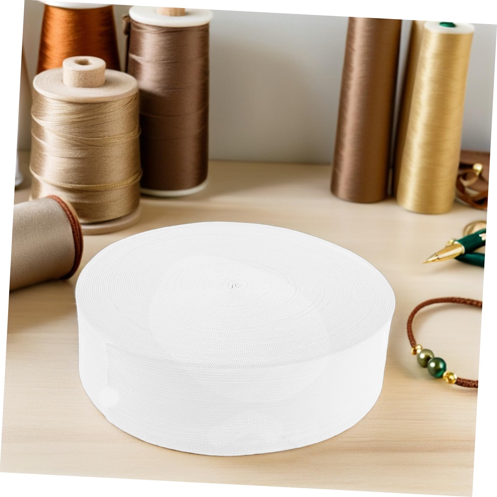 iplusmile Banda Elástica Tejida de Color Claro para Coser de Metros de Longitud Banda Elástica Plana Textura Acanalada para Cinturillas de Pantalones y Proyectos de Costura