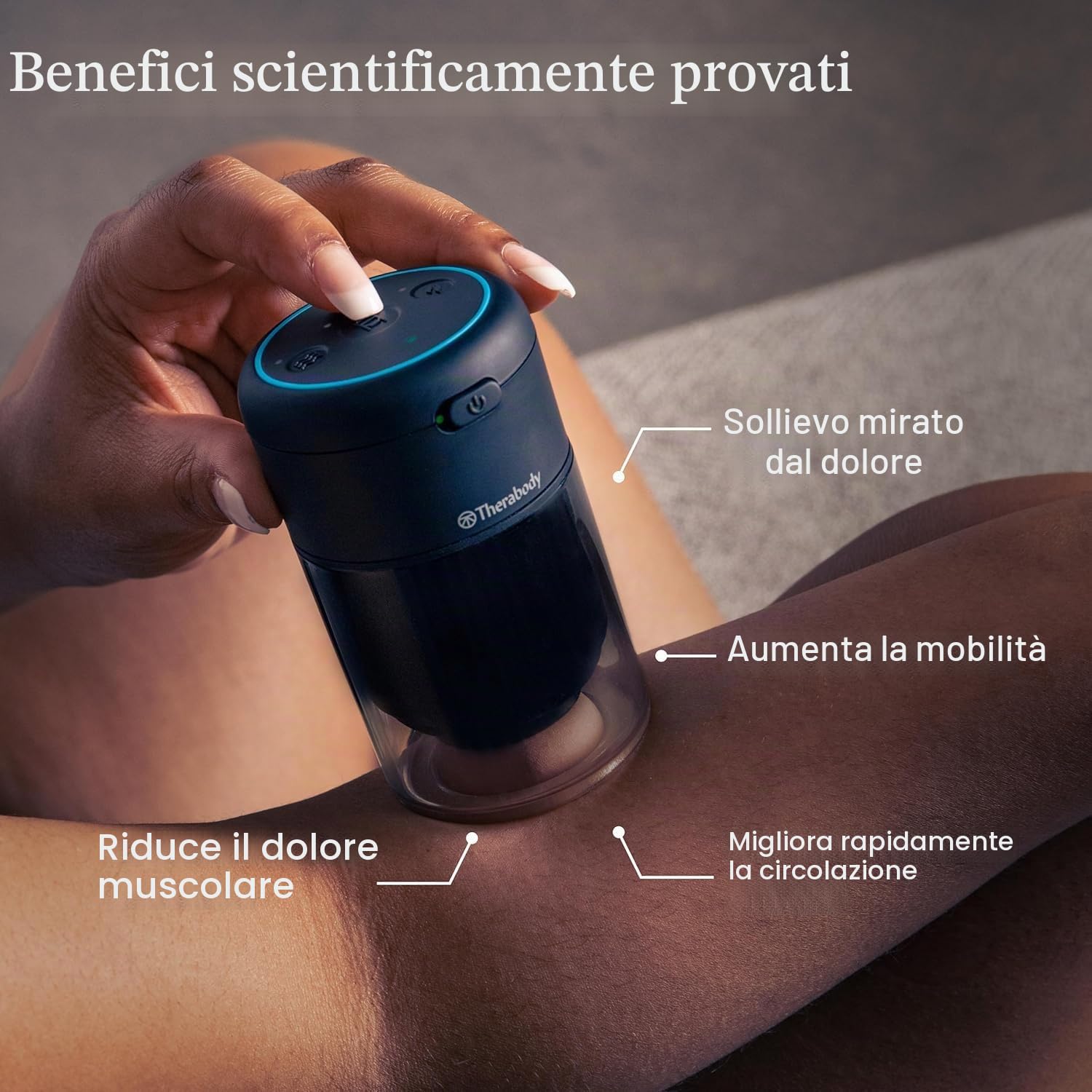 TheraCup - Terapia portatile per massaggio a coppettazione per alleviare la tensione muscolare localizzata e la circolazione sanguigna su schiena, spalle, gambe e corpo, terapia intelligente con