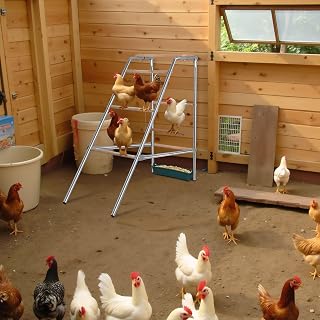 Sturdy Outdoor Chicken Perch for Backyard Poultry – Multi-Level Roosting Tower with Rounded Wood Platforms and Metal Frame