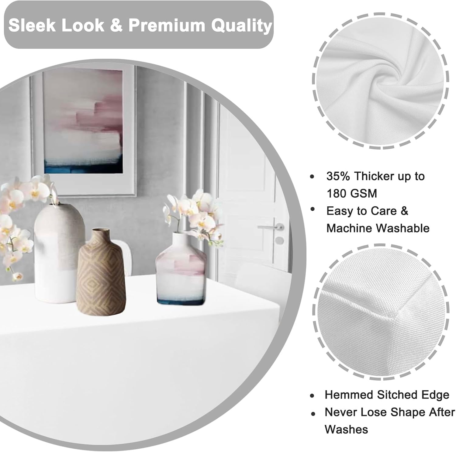 PLOYMONO Fitted Tablecloth, 2 Pack Table Clothes for 6 FT Rectangle Table, (72x30 Inch) Polyester Fabric Cover for Trade Craft Show, Buffet, Banquet, Wedding (White) - Image 3