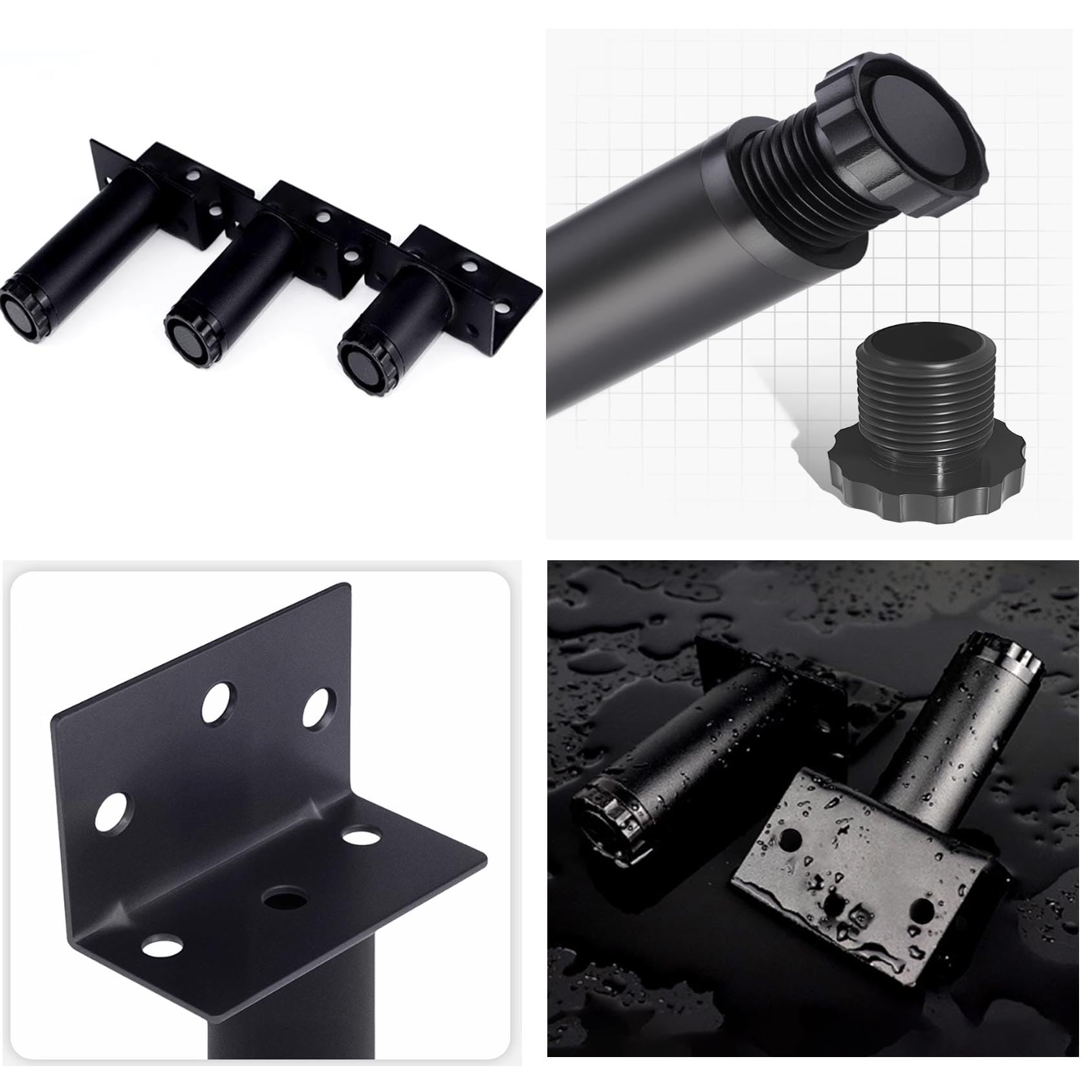 Patas ajustables de metal negro para muebles, paquete de 4 unidades de 30 cm de altura para sofá, cama, armarios, mesitas de noche y muebles de baño, patas de repuesto duraderas y elegantes