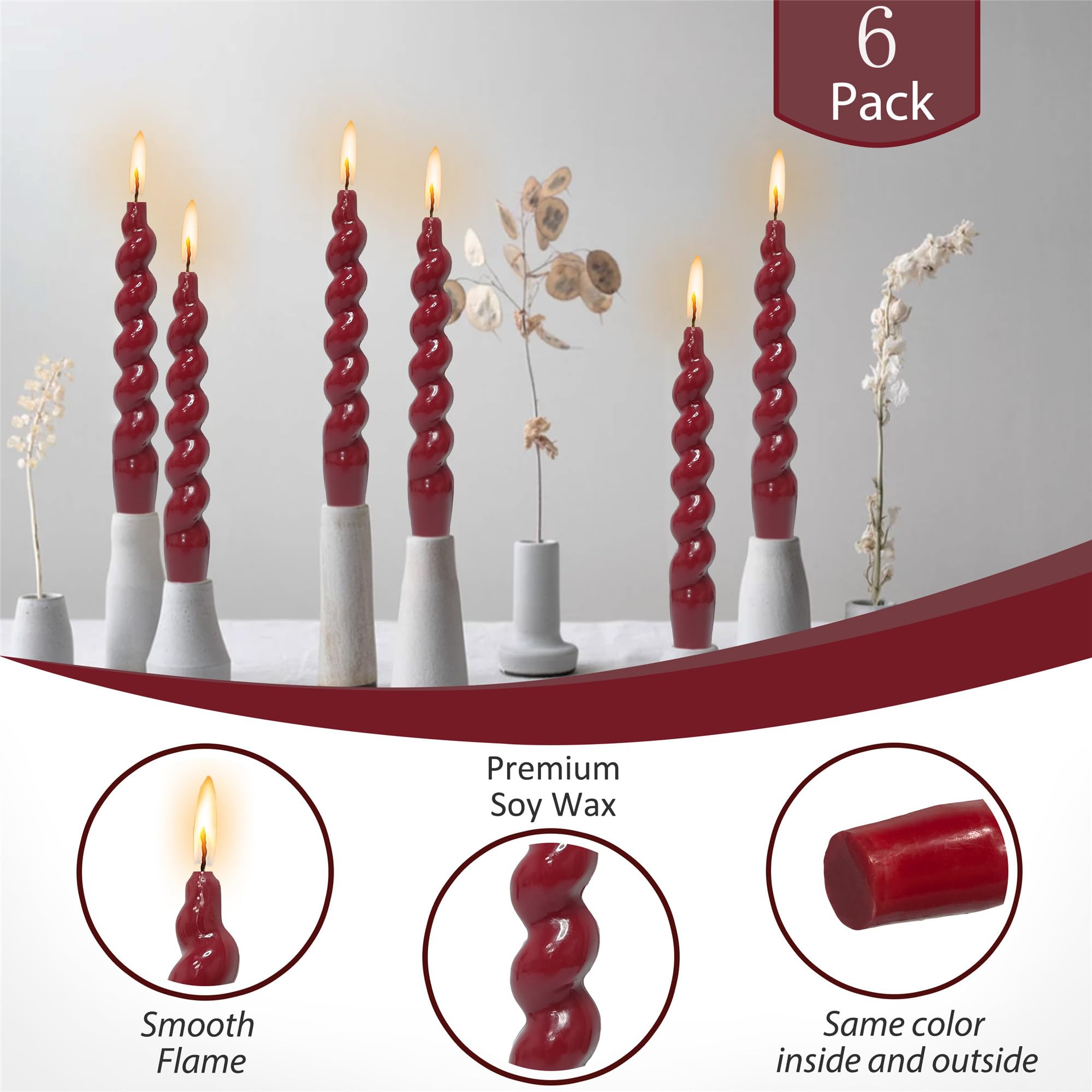 Gedengni Dripless Taper Candles Red Candlesticks,7.5 inches Short Tapered Candle Decorative Candle Sticks Christmas Dinner Candles for Home Decor Home Weddings Festive Seasons Holiday,2D6-Red