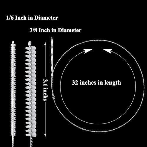 Miniatura 3 de 4 cepillos de tubo de alimentación, cepillos de limpieza, 32 pulgadas de largo con cabeza de cerdas de nailon suave, adecuados para limpiar tubos de