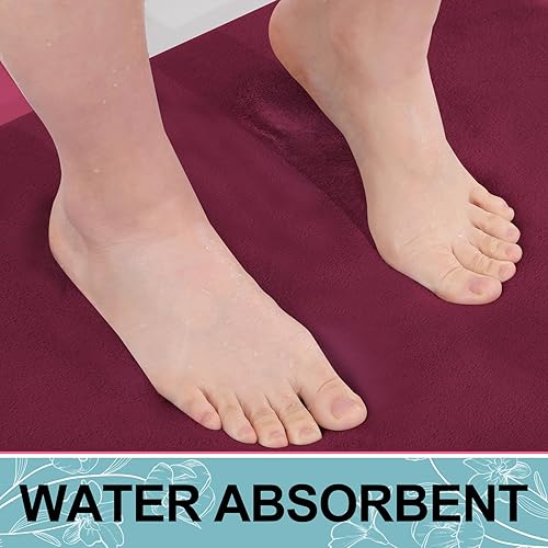 Miniatura 5 de Smiry - Tapete de baño de espuma viscoelástica, supersuave, absorbente, antideslizante, alfombra para el suelo del baño, 24 x 16 pulgadas, color