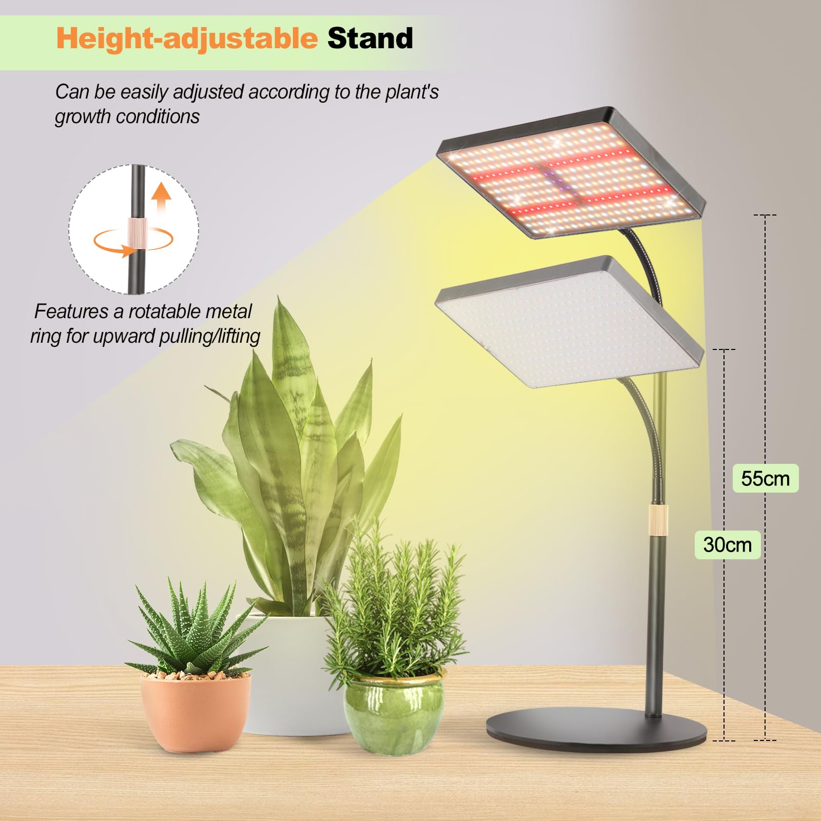 MICCYE Lampe de Plante avec Base 286 LEDs Spectre Complet UV-IR 25W