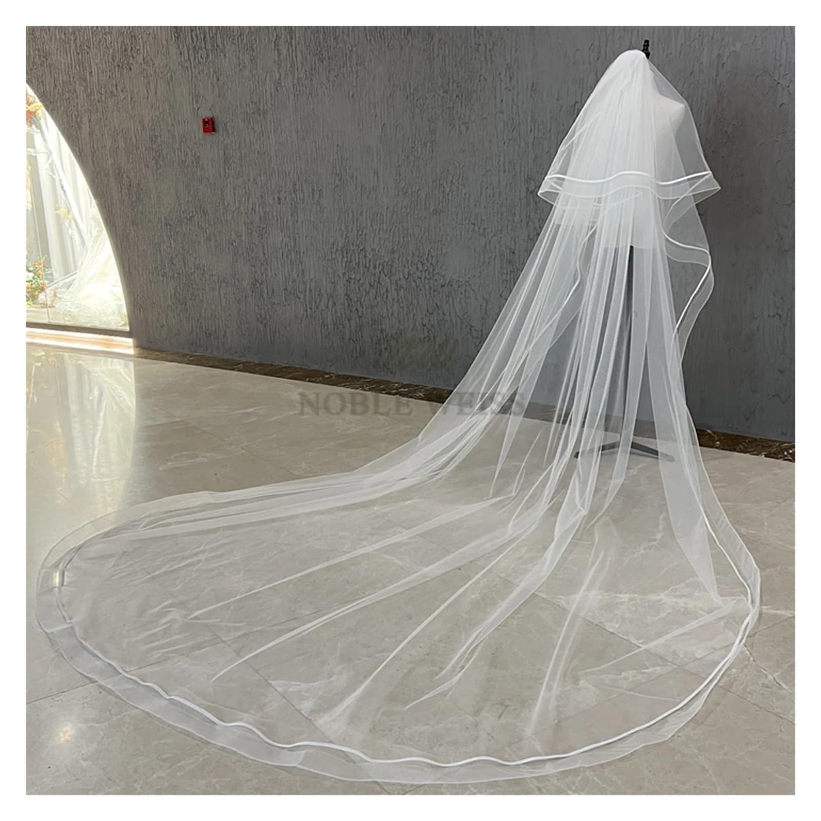 Lange Band-Hochzeitsschleier 2T Brautschleier(WHITE)