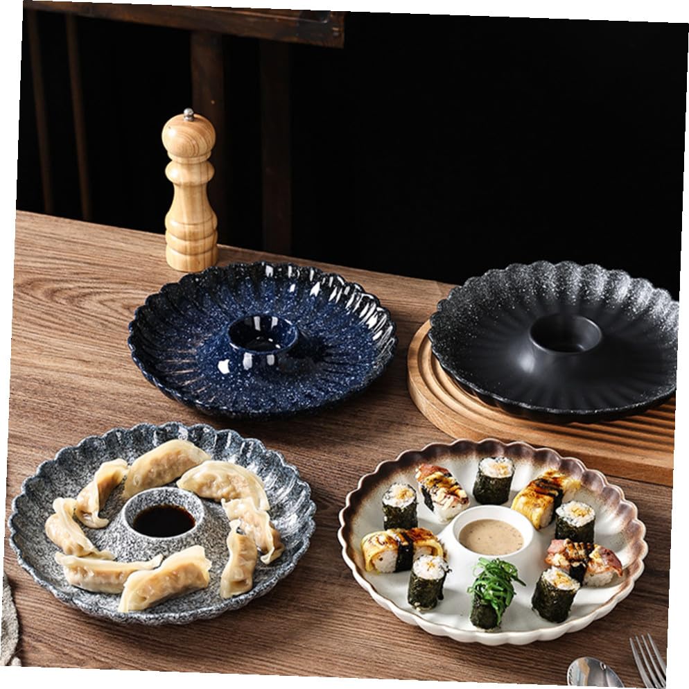 Platos de cerámica redondos para sushi y dumplings miniatura 7