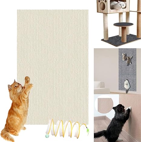 DIY Climbing Cat Scratcher, Asisumption Cat Scratching Mat, Cat Scratching Mat Self-Adhesive, Trimmable Climbing Cat Scratcher for Furniture, for Protect Wall, Furniture (White, 23.62 * 39.37 in)