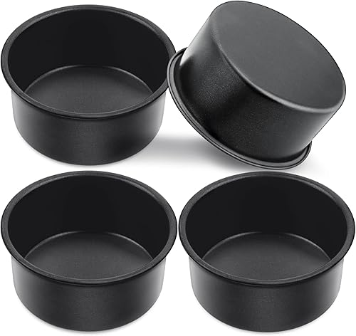 E-far Molde para pasteles de 4 pulgadas, 4 moldes redondos antiadherentes para hornear pasteles para bodas, cumpleaños, pasteles de capas, núcleo de