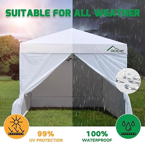 Miniatura 5 de Paredes laterales de tienda de campaña instantáneas para toldo desplegable de 10 x 10 pulgadas, impermeable 210D, 4 paredes laterales con puertas,