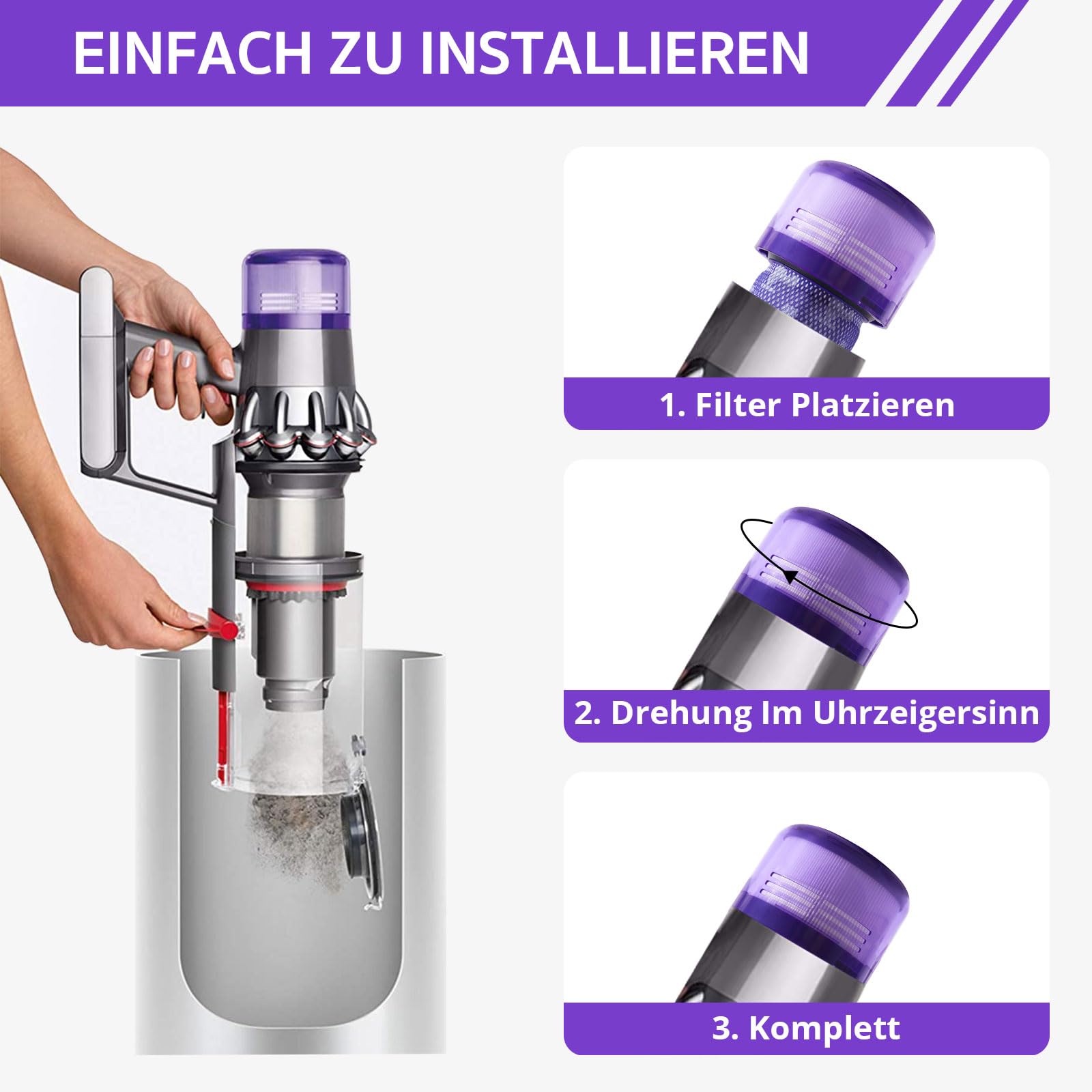 Filtr do Dyson V11, zestaw wymiennych filtrów do Dyson V11, V15, SV14, SV17, SV22, 1 sztuka filtra Hepa do Dyson V11, 2 filtry próżniowe, zamiennik do Dyson V11, Torque Drive do odkurzacza Dyson V11