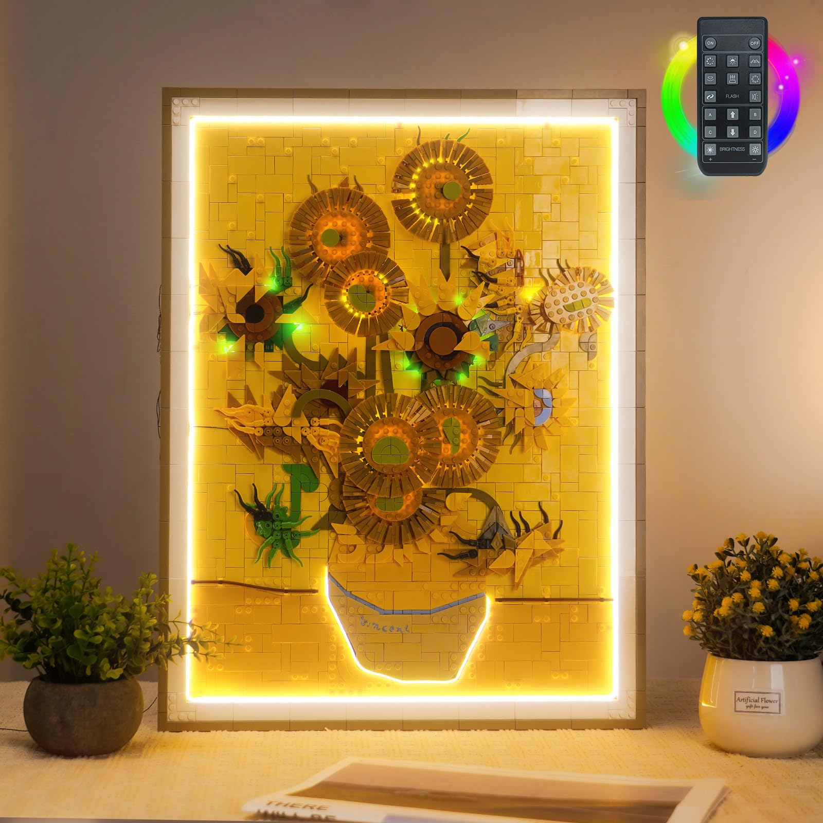 BrickBling LED Lights Only, Compatible with Lego Van Gogh – Sunflowers 31215- Not Come with Model (RC Version Light)