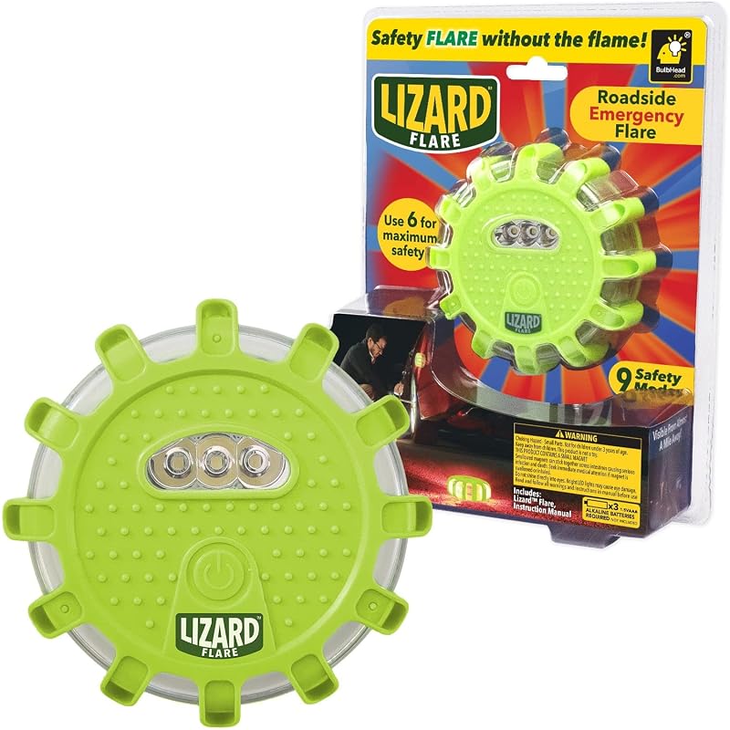 Lizard Flare Luz de Emergência Automotiva sem Chama com 15 LEDs, 9 Modos e 15,2 cm