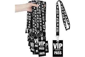 PerKoop VIP Badge Lanyards & Cards - 25 Black Breakaway Lanyard Sets...