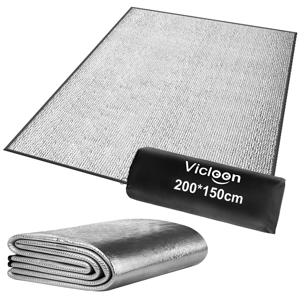Vicloon Esterilla Aislante De Aluminio Esterilla Camping,Esterilla Aislante de lámina de Aluminio,Alfombra de Suelo Ultraligera Plegable,Resistente al Agua Picnic Espuma Eva Plegable