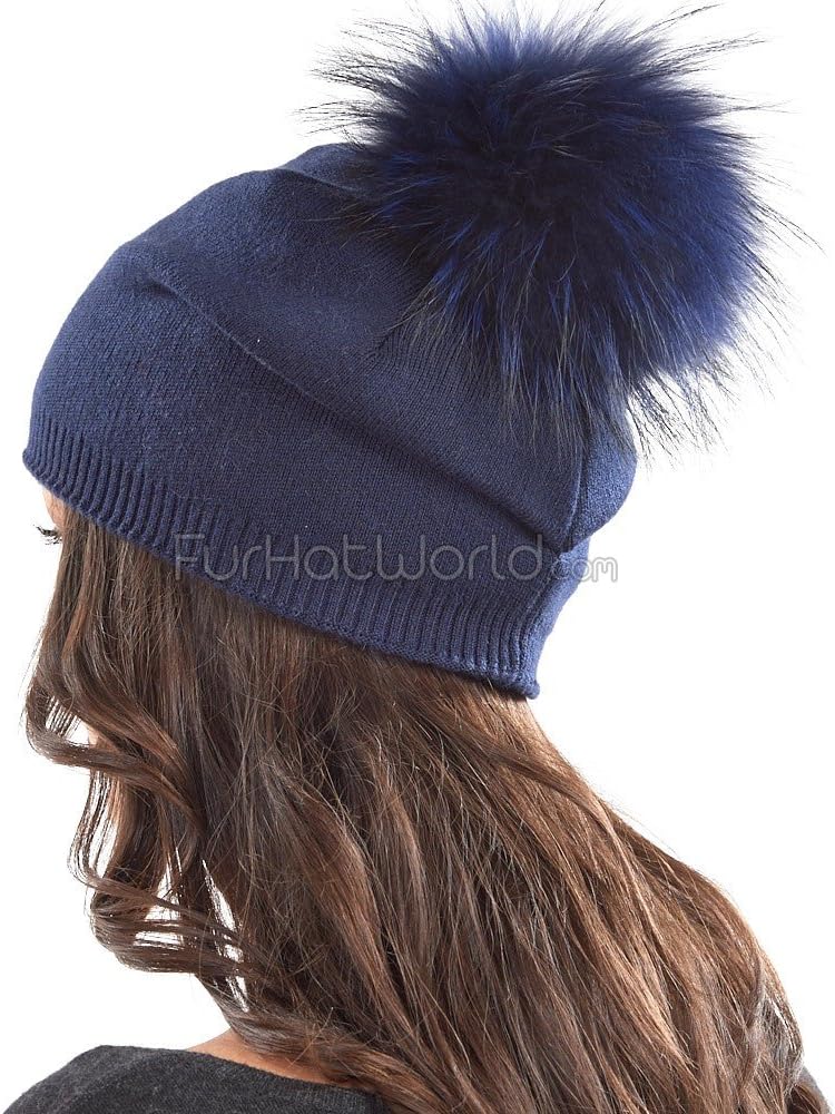 frr Lyric Slouchy Beanie with Real Fur Pom Pom