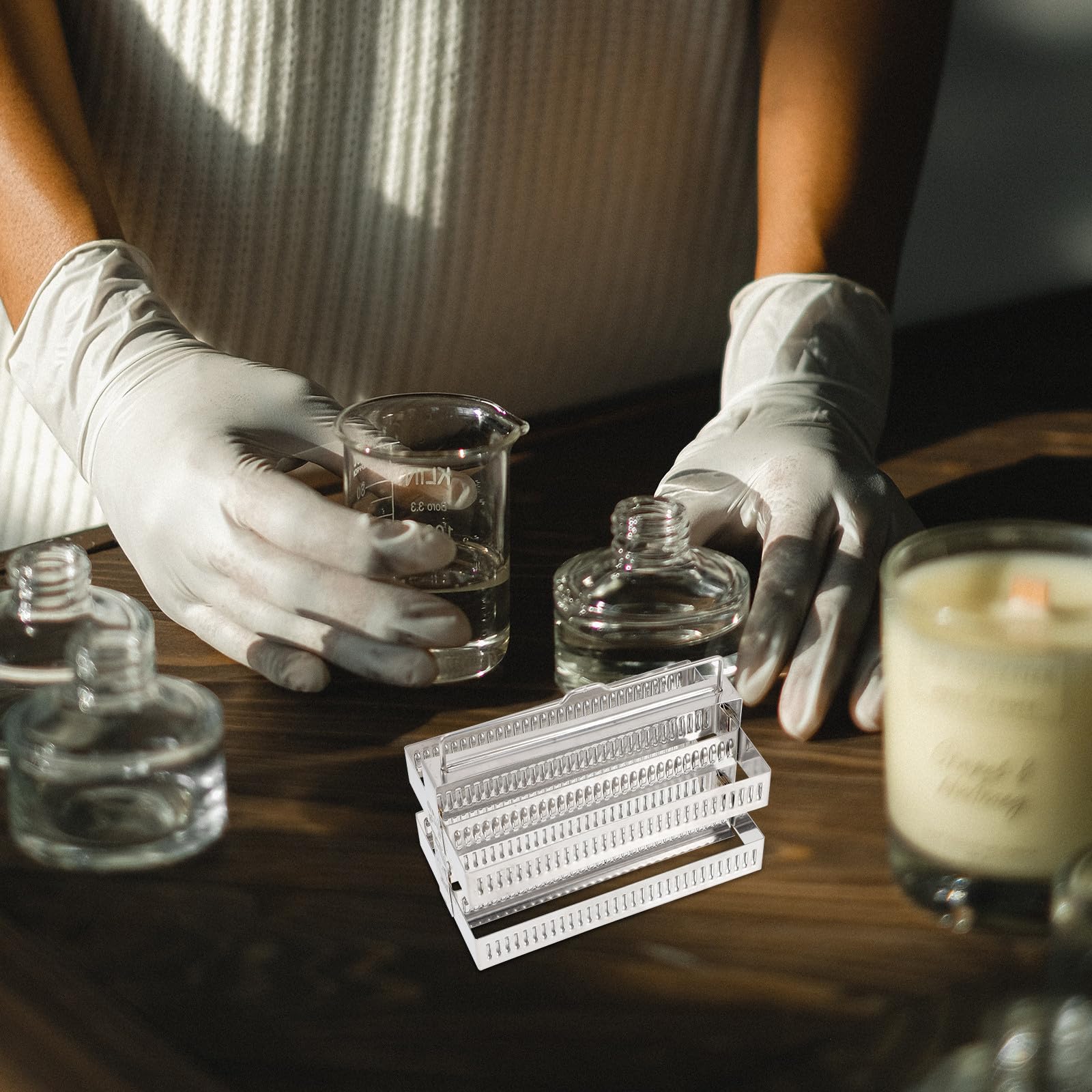 HEMOTON Objektträgerständer Edelstahl 60 Positionen Färbegestell Abtropfgestell Biologie Zubehör Mikroskopzubehörhalter für Glasobjektträger
