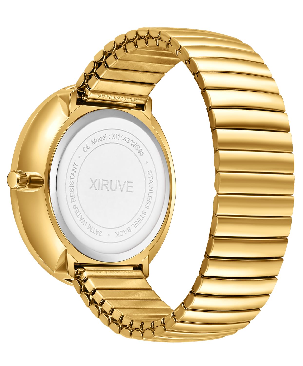 Facile à Lire Super Grand Cadran Chiffres Arabes Bracelet Élastique en Acier Inoxydable Montre à Quartz Analogique pour Femme Homme