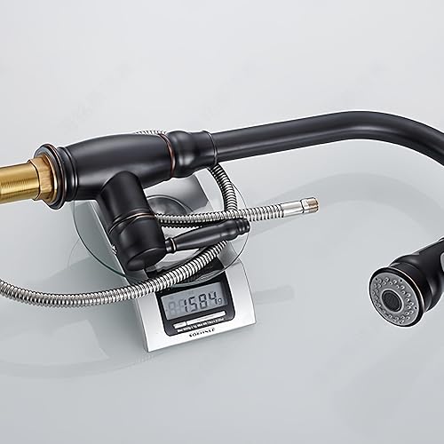 Miniatura 9 de SEIDO Grifo de cocina extraíble de arco alto de una sola manija, grifos de cocina de acero inoxidable con rociador extraíble, grifo de fregadero de