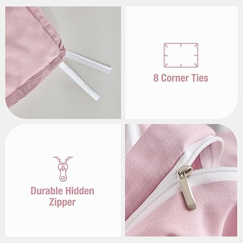 Miniatura 117 de Lekesky Juego de funda de edredón tamaño King, de microfibra suave, bohemio, azteca, azul, bohemio, con cierre de cremallera, lazos en las esquinas