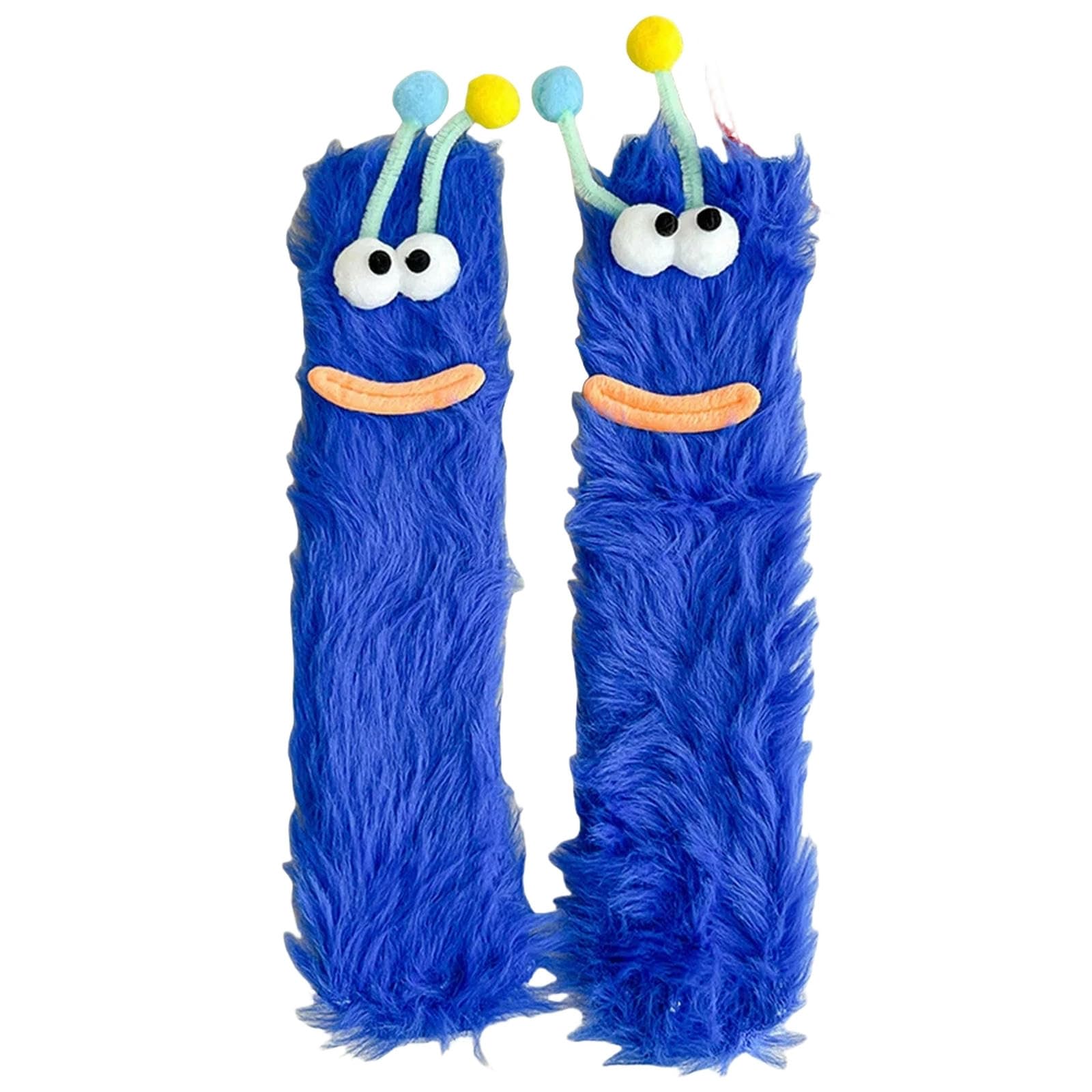Tantoyo Women's Blue Fluffy Socks Funny Monster Socks Autumn Winter Coral Fleece Floor Socks Couple Sleep Sock Fuzzy Socks Christmas Stockings