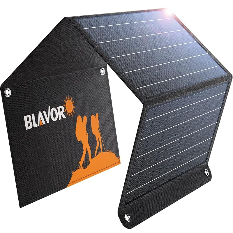 Painel Solar Dobrável BLAVOR de 30 W com USB-A QC3.0, USB-C e Saída DC para Uso Externo PN-30P
