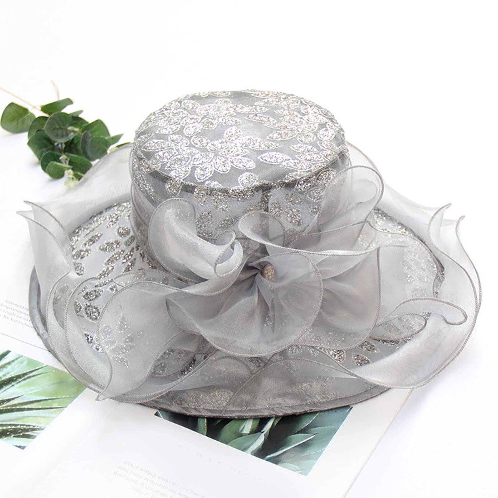 Bibi élégant pour femme - Chapeau de mariée - Chapeau de mariée - En maille - Avec fleurs et plumes - Style vintage années 1920 et 1950